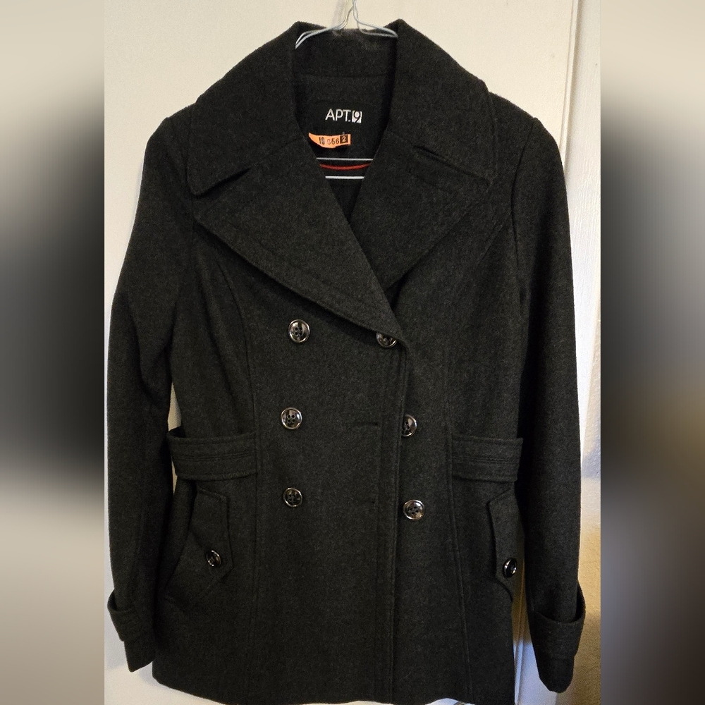 Apt. 9 Women's Charcoal Wool Blend Peacoat, Like New